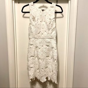 White Crochet Lace Overlay Dress
